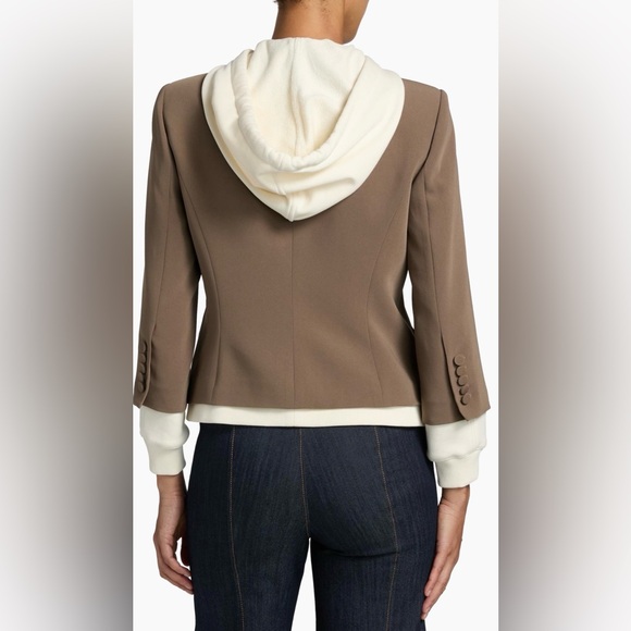 Cinq a Sept Le Petit Khloe Zip-UpBlazer in Taupe and Ivory - Picture 3 of 8